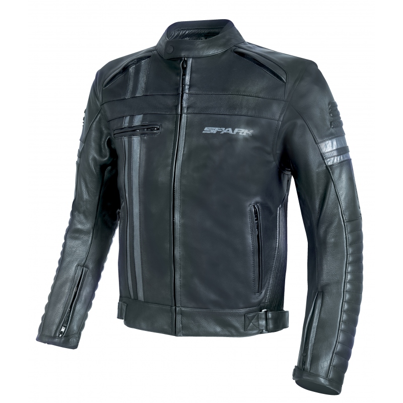 Pánská kožená moto bunda SPARK BRONO EVO, černá